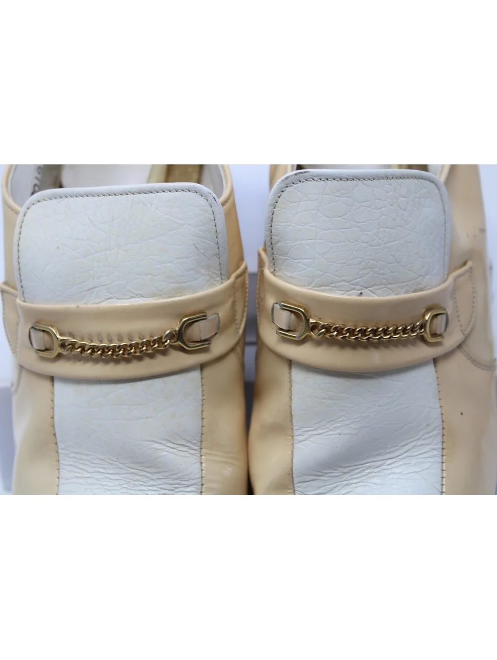 Vintage Weyenburg Men's Two Tone White & Cream Loafers Leather Shoes Size 8.5 D